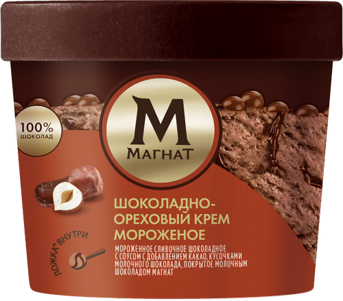 Мороженое МАГНАТ Сливочное Шоколадно-ореховый крем монокап 8% 170г. БЗМЖ ИНМАРКО, фото