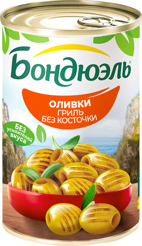 Оливки гриль без косточки БОНДЮЭЛЬ ж/б 314мл, изображение