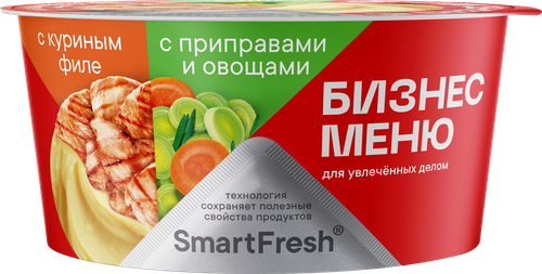 Пюре картофельное БИЗНЕС МЕНЮ с куриным филе, приправами и овощами, 110г, изображение