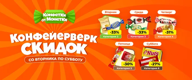 Скидки на конфеты в магазинах