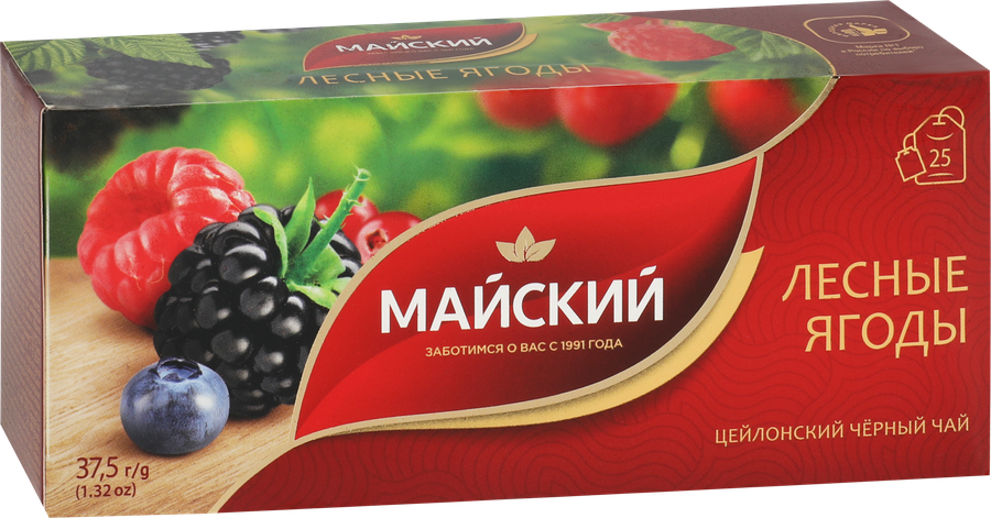 Чай черный МАЙСКИЙ Лесные Ягоды байховый, 25х1,5г, превью