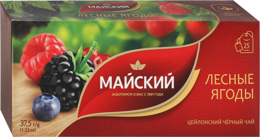 Чай черный МАЙСКИЙ Лесные Ягоды байховый, 25х1,5г, превью