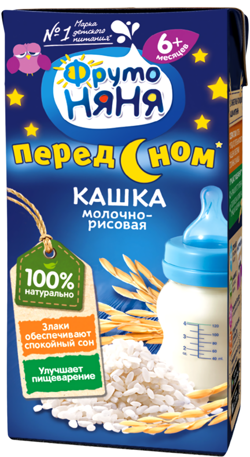 Кашка рисовая ФРУТОНЯНЯ молочная, с пребиотиками, с 6 месяцев, 200мл, предпросмотр