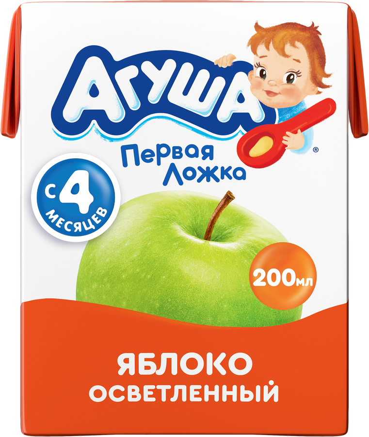 Сок детский АГУША Яблоко осветленный, с 4 месяцев, 200мл, превью