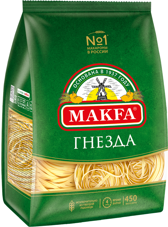 Макароны MAKFA Гнезда Тальятелле лапша длинная высший сорт, 450г, превью