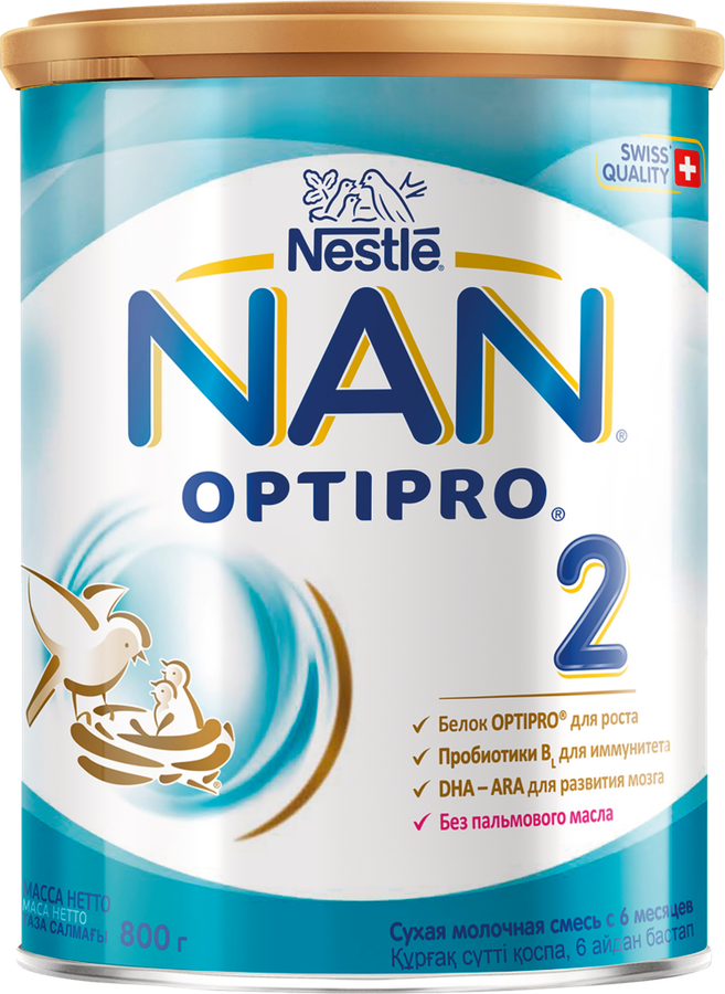Смесь молочная для роста, иммунитета и развития мозга NAN 2 Optipro, с 6 месяцев, 800г, предпросмотр
