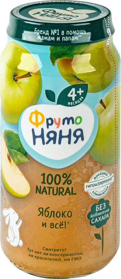 Пюре фруктовое ФРУТОНЯНЯ Яблоко, с 4 месяцев, 250г, превью