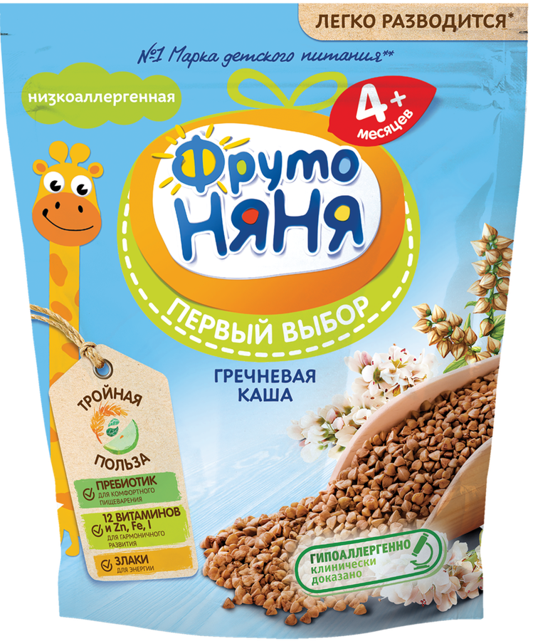 Каша гречневая ФРУТОНЯНЯ безмолочная, с 4 месяцев, 200г, превью