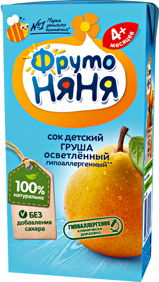 Сок ФРУТОНЯНЯ Груша осветленный, с 4 месяцев, 200мл, превью