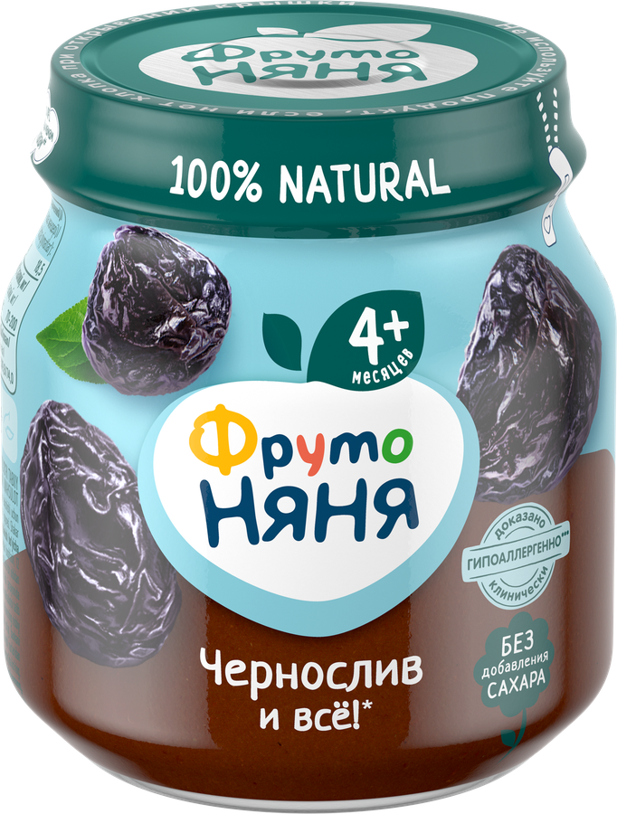 Пюре фруктовое ФРУТОНЯНЯ Чернослив, с 4 месяцев, 100г, превью