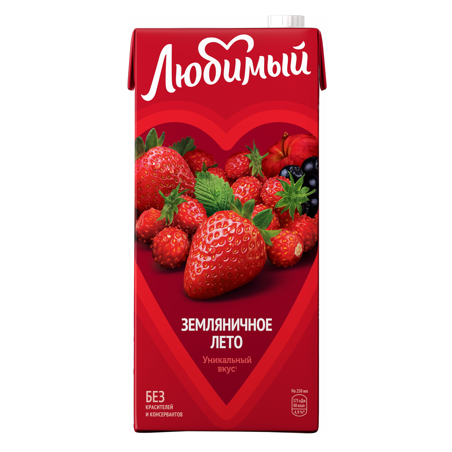 Напиток сокосодержащий ЛЮБИМЫЙ Яблоко, черноплодная рябина, клубника, земляника, 1.93л, предпросмотр