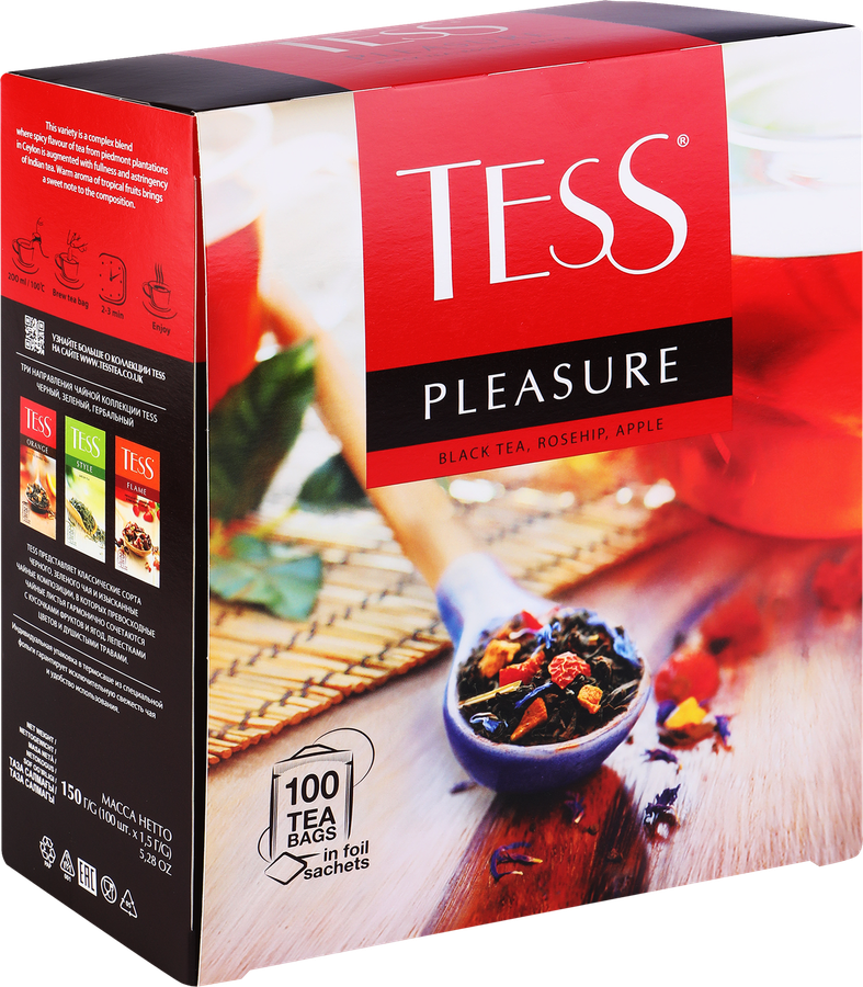 Чай черный TESS Pleasure с добавками, 100пак, предпросмотр