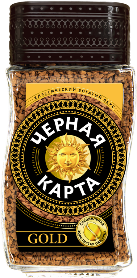 Кофе растворимый ЧЕРНАЯ КАРТА Gold, ст/б, 95г, превью