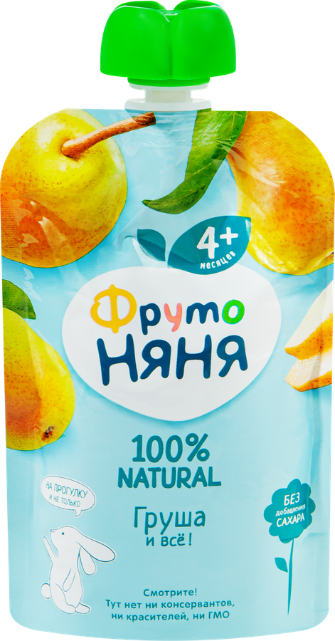 Пюре фруктовое ФРУТОНЯНЯ Груша, с 4 месяцев, 90г, предпросмотр