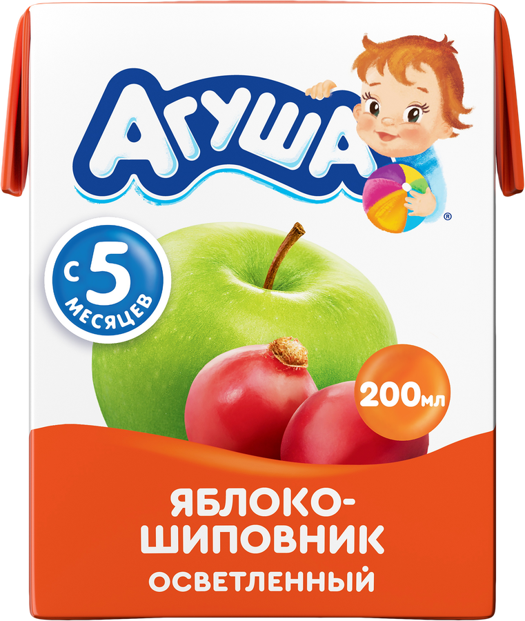 Сок детский АГУША Яблоко-шиповник, с 5 месяцев, 200мл, превью