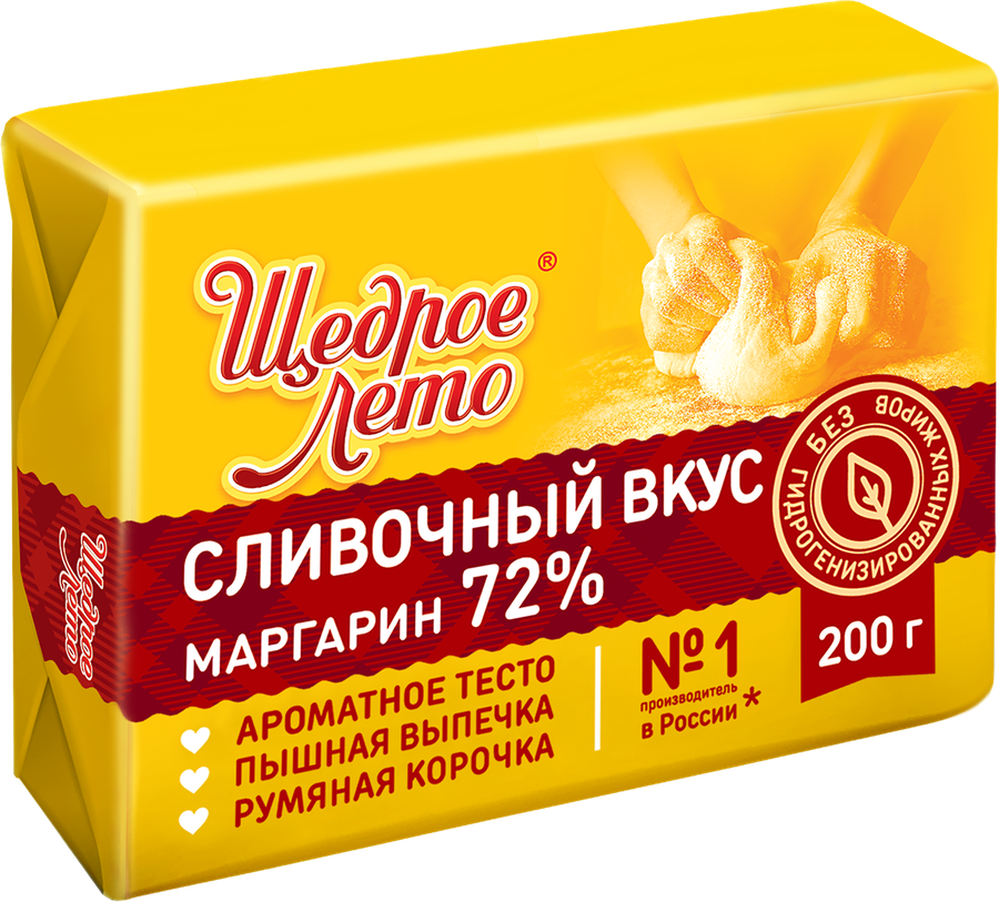 Маргарин ЩЕДРОЕ ЛЕТО Сливочный 72% ГОСТ, 200г, превью