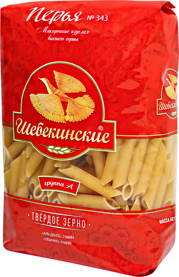 Макароны ШЕБЕКИНСКИЕ Перья №343 группа А, 450г, превью