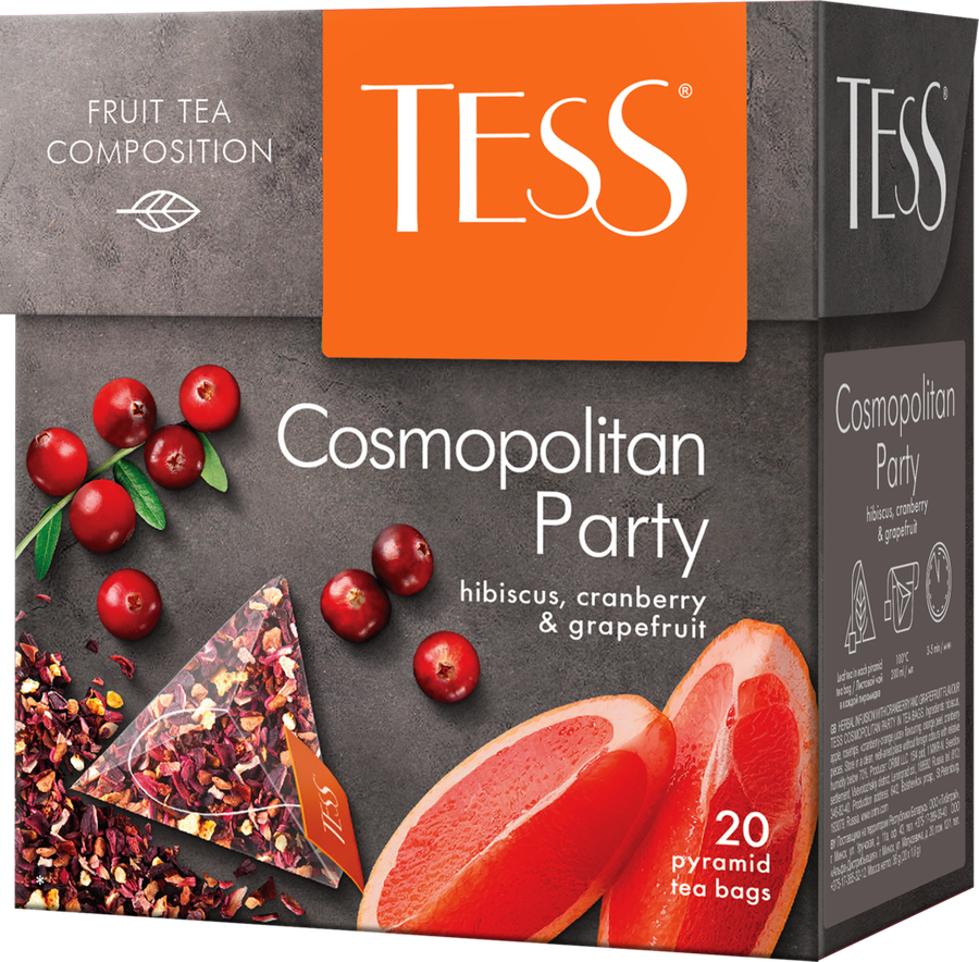 Чайный напиток TESS Cosmopolitan Party с ароматом клюквы и грейпфрута, 20пир, превью