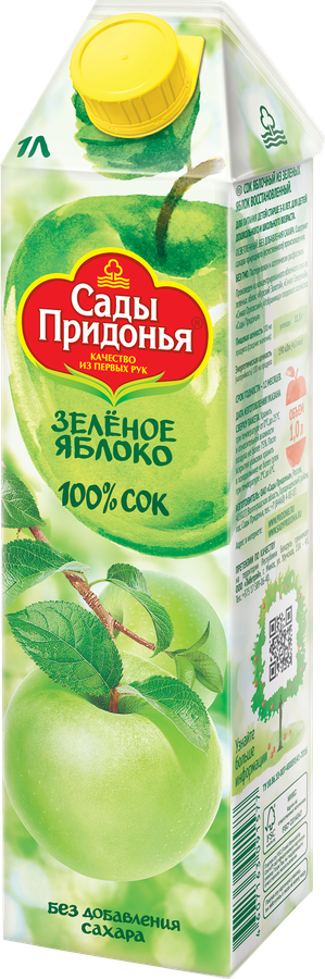 Сок САДЫ ПРИДОНЬЯ Зеленое яблоко осветленный восстановленный, 1л, превью