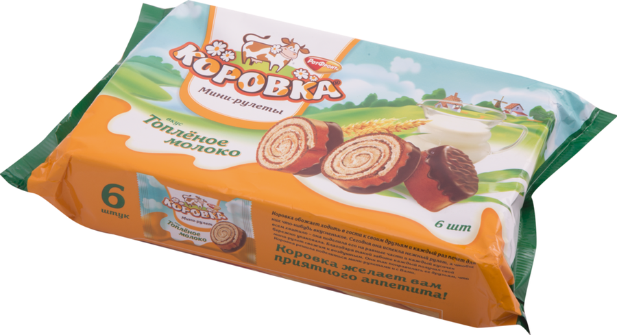Рулет РОТ ФРОНТ Коровка бисквитный вкус топленое молоко, 210г, превью