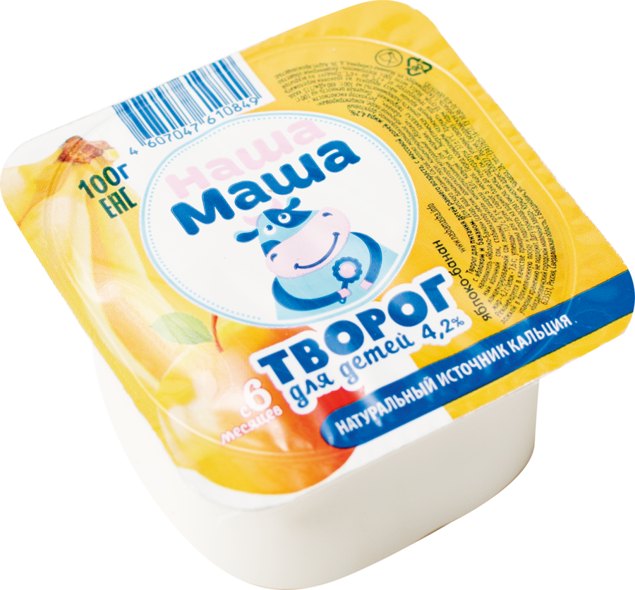Творог для детского питания НАША МАША с яблоком и бананом 4,2%, без змж, 100г, изображение