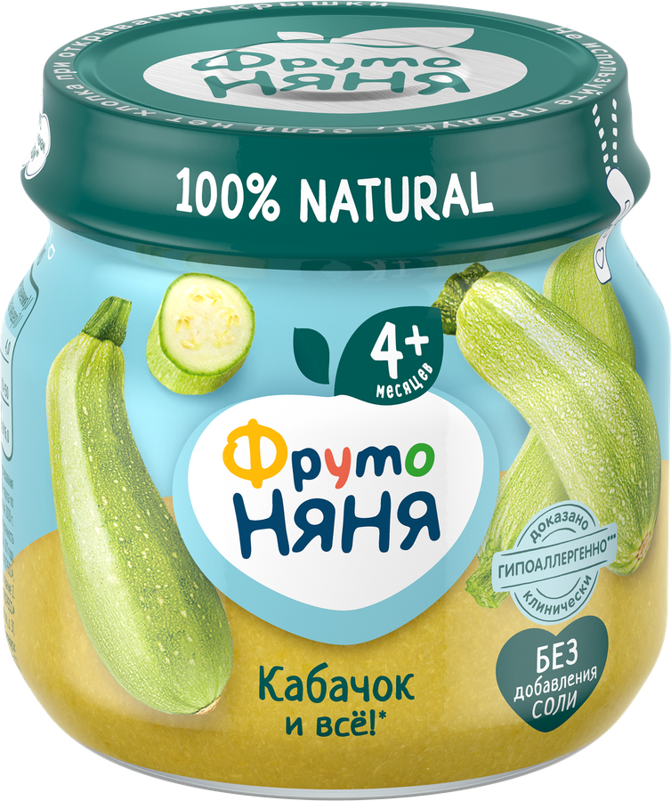Пюре овощное ФРУТОНЯНЯ Кабачок, с 4 месяцев, 80г, предпросмотр