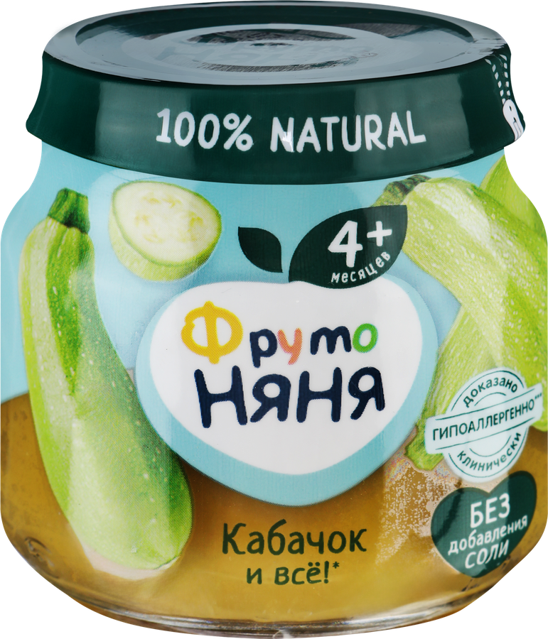 Пюре овощное ФРУТОНЯНЯ Кабачок, с 4 месяцев, 80г, превью