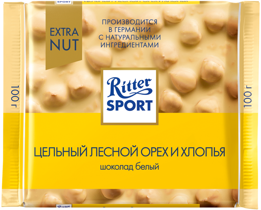 Шоколад белый RITTER SPORT Цельный лесной орех и хлопья, 100г, предпросмотр