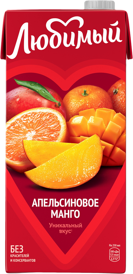 Напиток сокосодержащий ЛЮБИМЫЙ Апельсиновое манго с мякотью, 0.95л, предпросмотр
