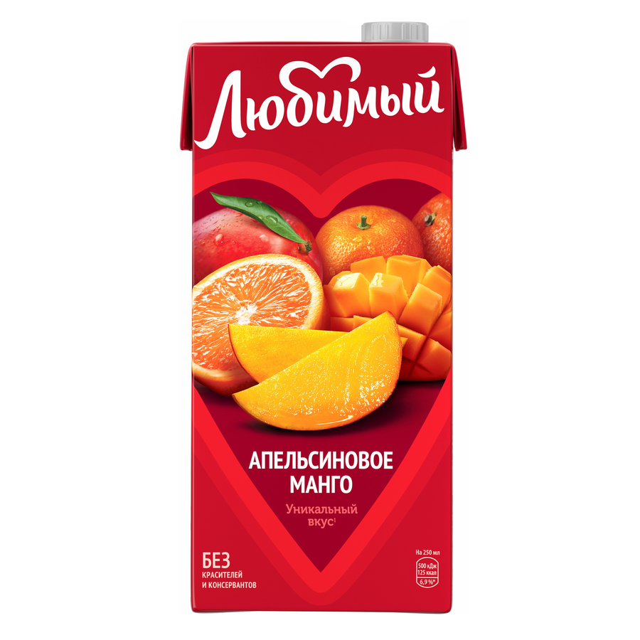 Напиток сокосодержащий ЛЮБИМЫЙ Апельсиновое манго с мякотью, 0.95л, предпросмотр
