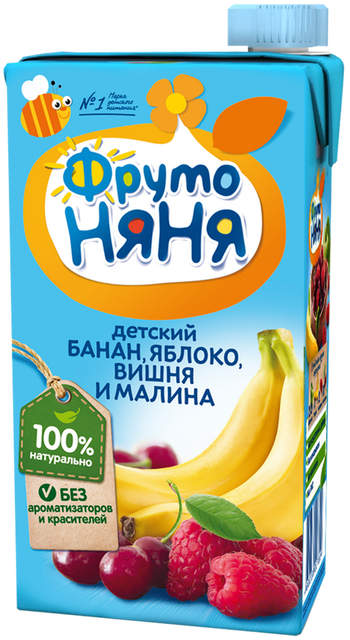 Нектар ФРУТОНЯНЯ Банан, яблоко, вишня и малина, с 3 лет, 500мл, предпросмотр