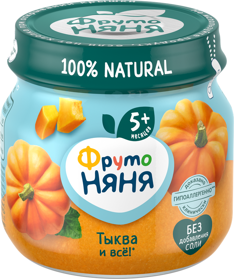 Пюре овощное ФРУТОНЯНЯ Тыква, с 5 месяцев, 80г, предпросмотр