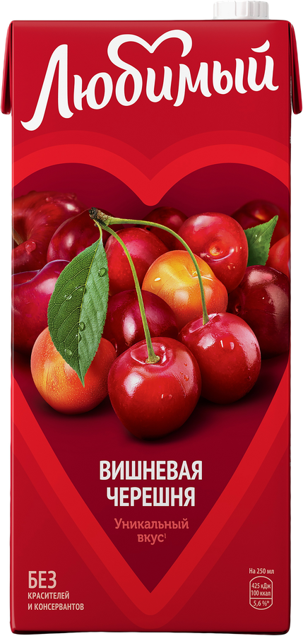 Напиток сокосодержащий ЛЮБИМЫЙ Яблоко, вишня, черешня, 1.93л, предпросмотр