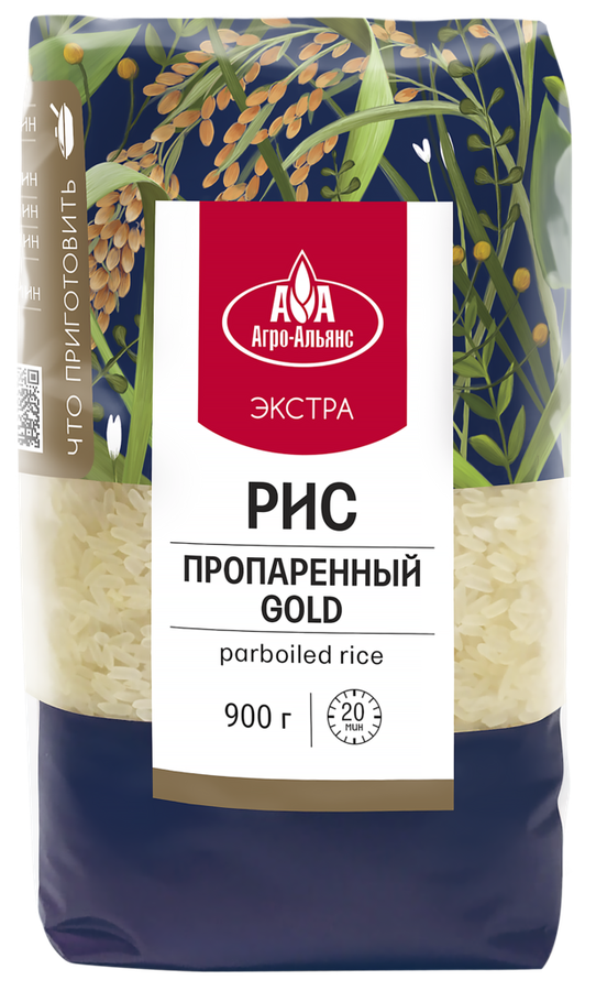 Рис пропаренный АГРО-АЛЬЯНС Gold, 900г, превью