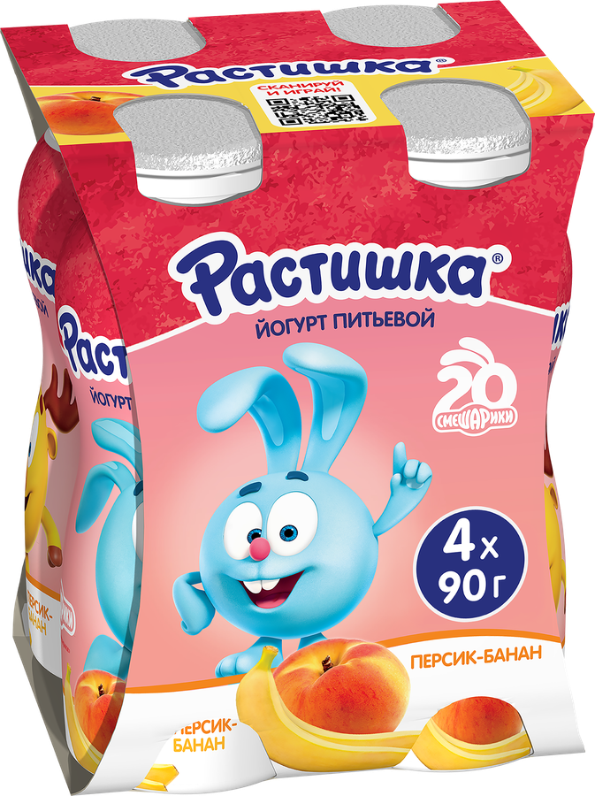 Йогурт питьевой для детей РАСТИШКА Персик, банан 1,6%, без змж, 90г, предпросмотр