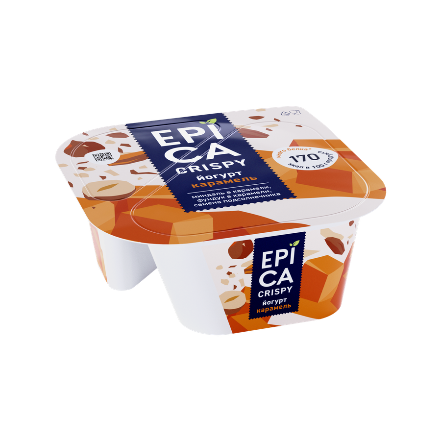 Йогурт EPICA Crispy Карамель, семена подсолнечника, орехи 10,2%, без змж, 140г, превью