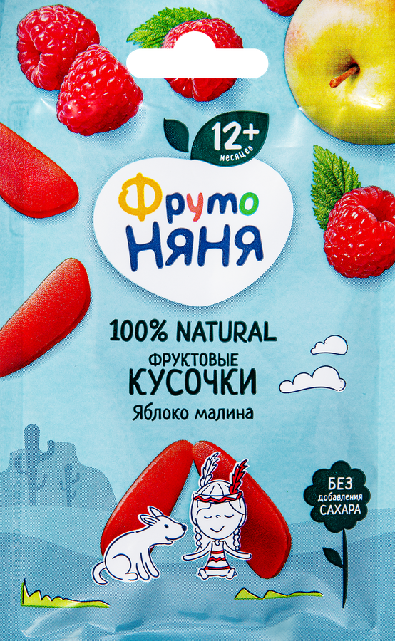 Фруктовые кусочки ФРУТОНЯНЯ Яблоко, малина, с 12 месяцев, 15г, предпросмотр