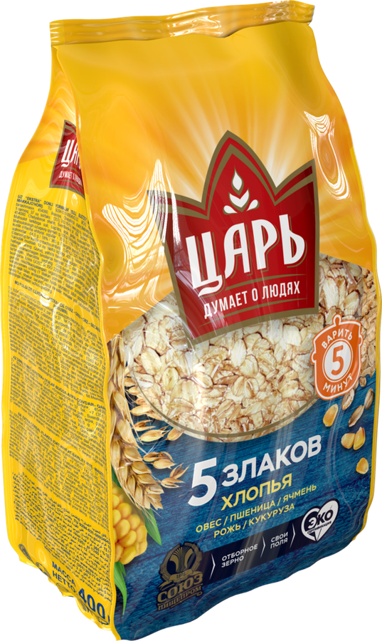 Хлопья мультизлаковые ЦАРЬ 5 злаков, 400г, превью