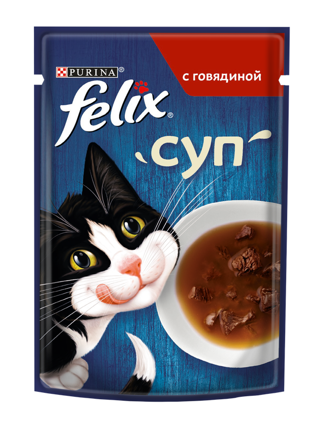 Корм влажный для взрослых кошек FELIX Суп с говядиной в соусе, 48г, предпросмотр