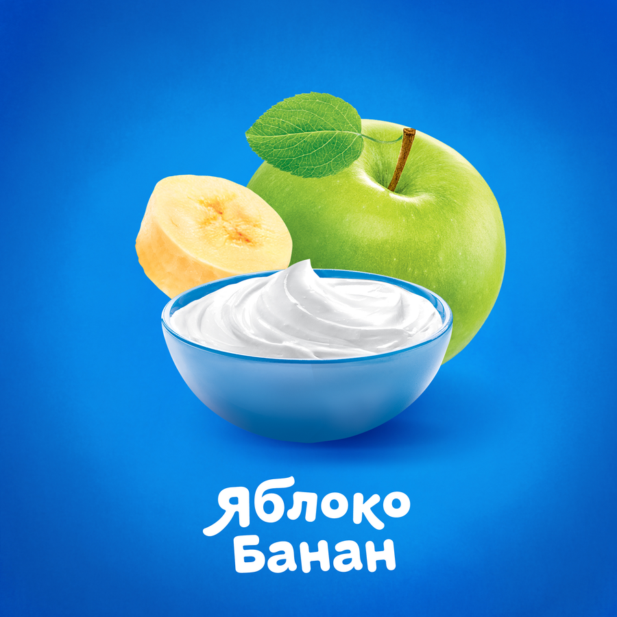 Творог детский АГУША Яблоко, банан фруктовый 3,9%, с 6 месяцев, без змж, 100г, превью
