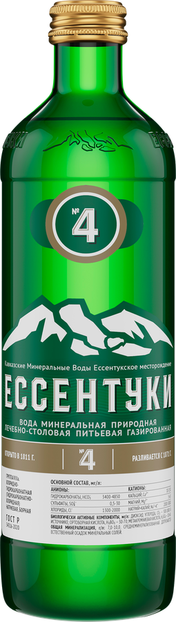 Вода минеральная ЕССЕНТУКИ №4 природная лечебно-столовая газированная, 0.45л, превью
