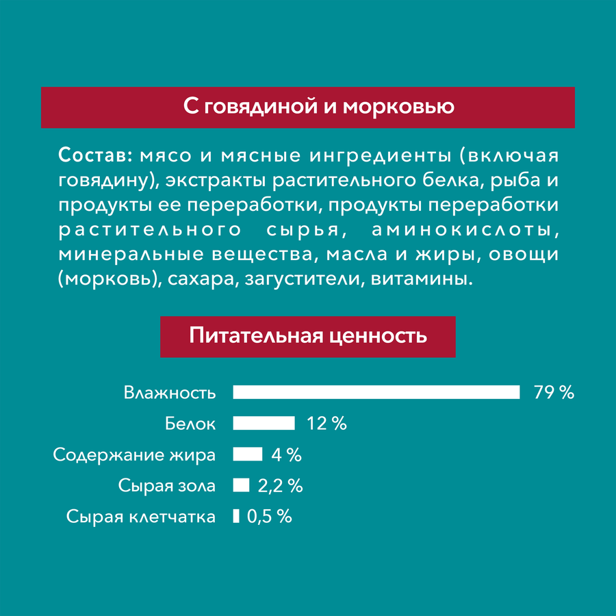 Корм влажный для взрослых кошек PURINA ONE Adult с говядиной и морковью в соусе, 75г, предпросмотр