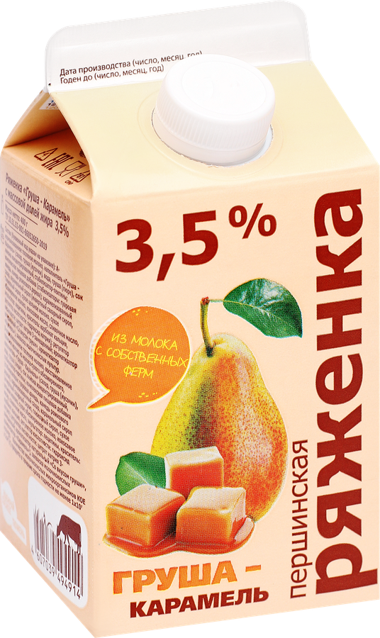 Ряженка ПЕРШИНСКОЕ Груша, карамель 3,5%, без змж, 400г, превью