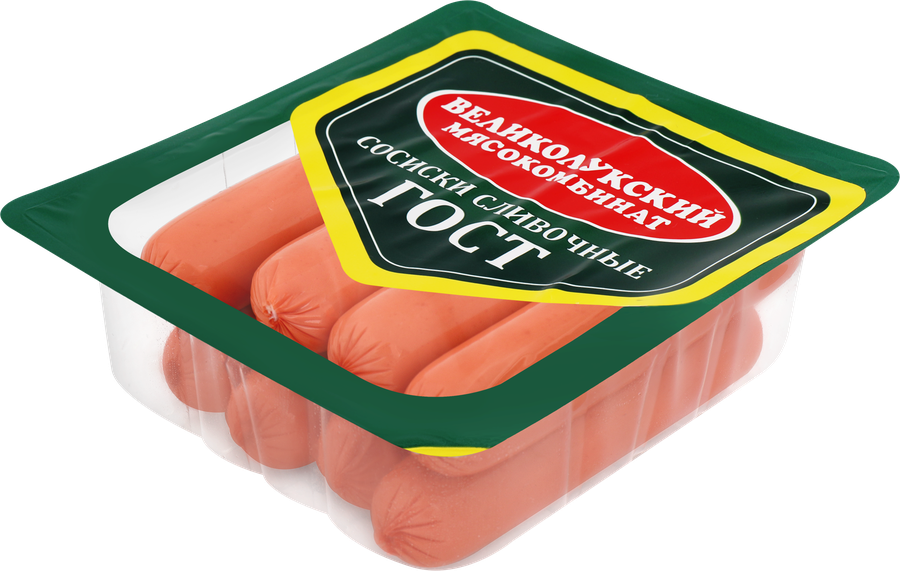 Сосиски вареные МК ВЕЛИКОЛУКСКИЙ Сливочные, ГОСТ, 330г, предпросмотр