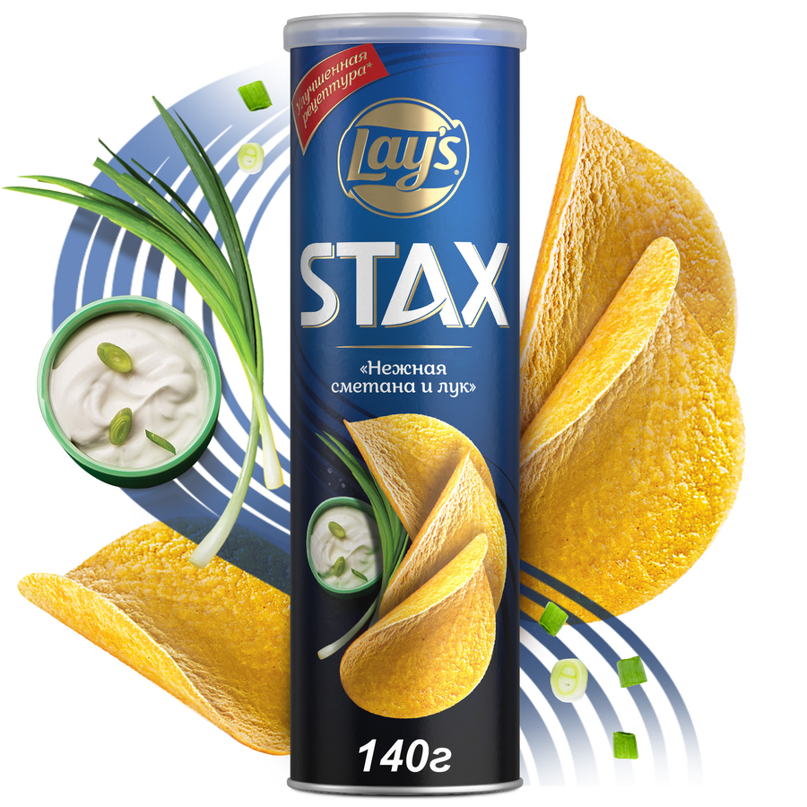 Чипсы картофельные LAY'S Stax Нежная сметана и лук, 140г, предпросмотр