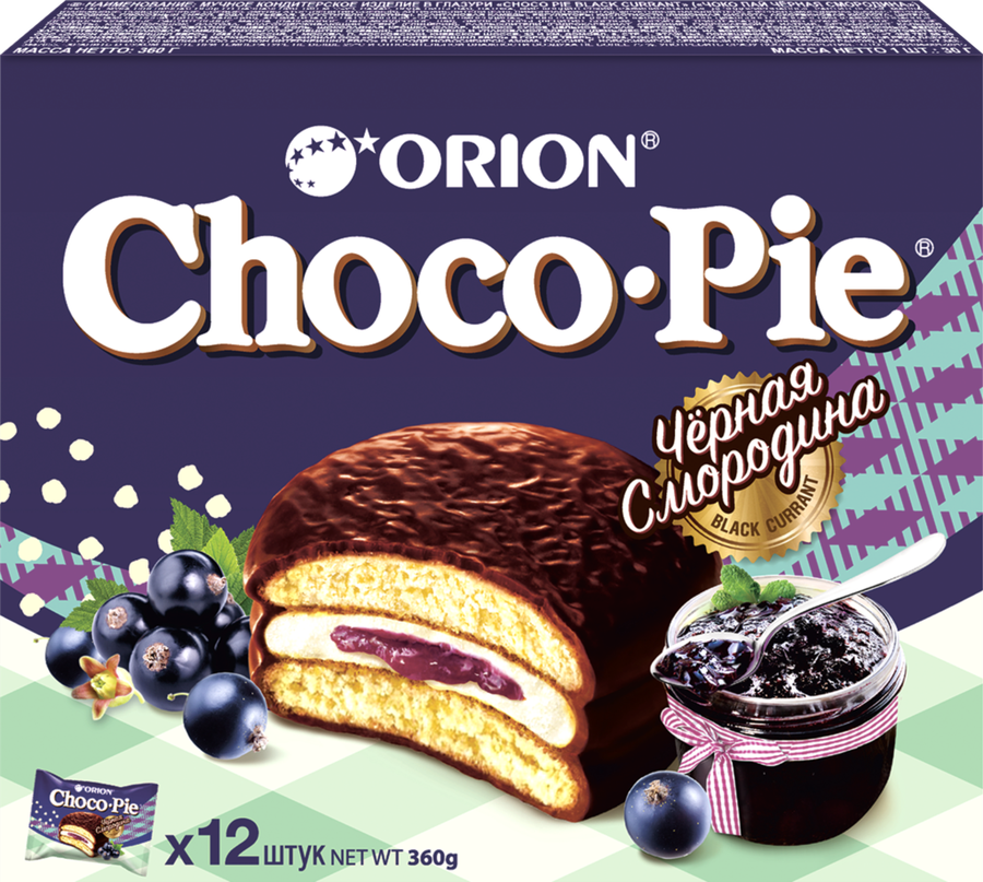 Пирожное ORION Choco Pie черная смородина, 360г, превью