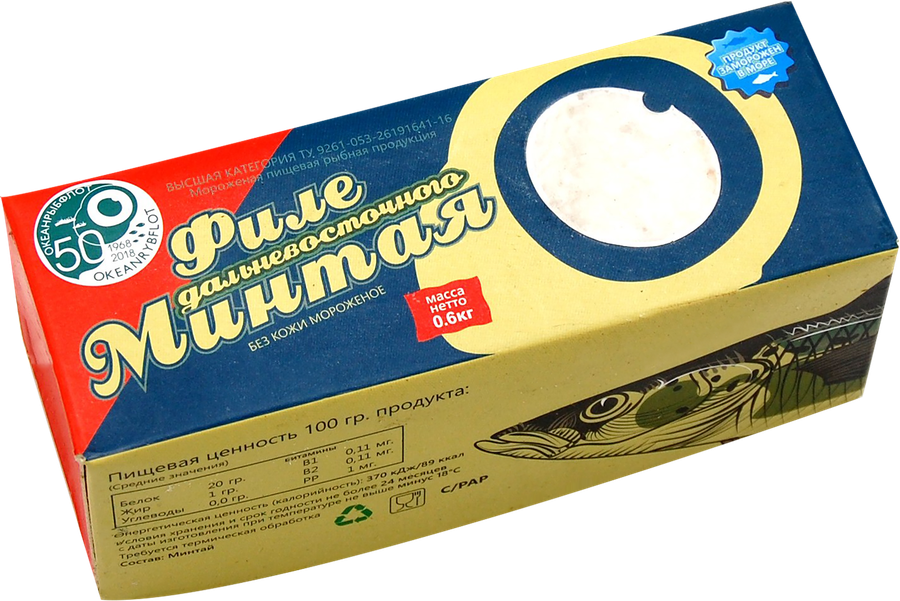 Минтай корабельной заморозки, филе, 600г, предпросмотр
