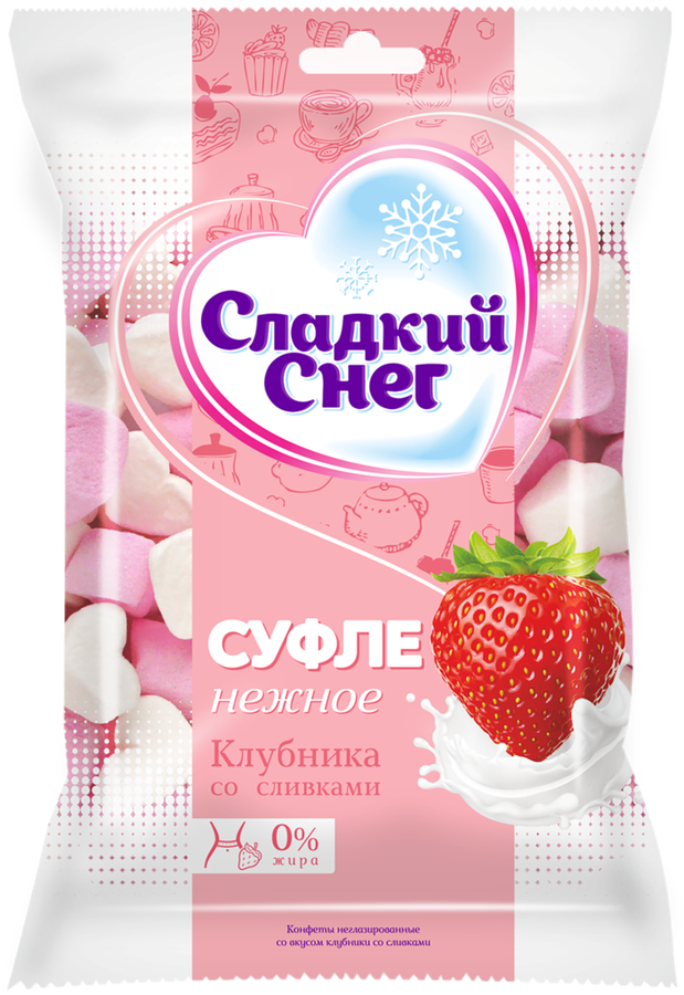 Суфле СЛАДКИЙ СНЕГ Нежное со вкусом клубники со сливками, 85г, превью