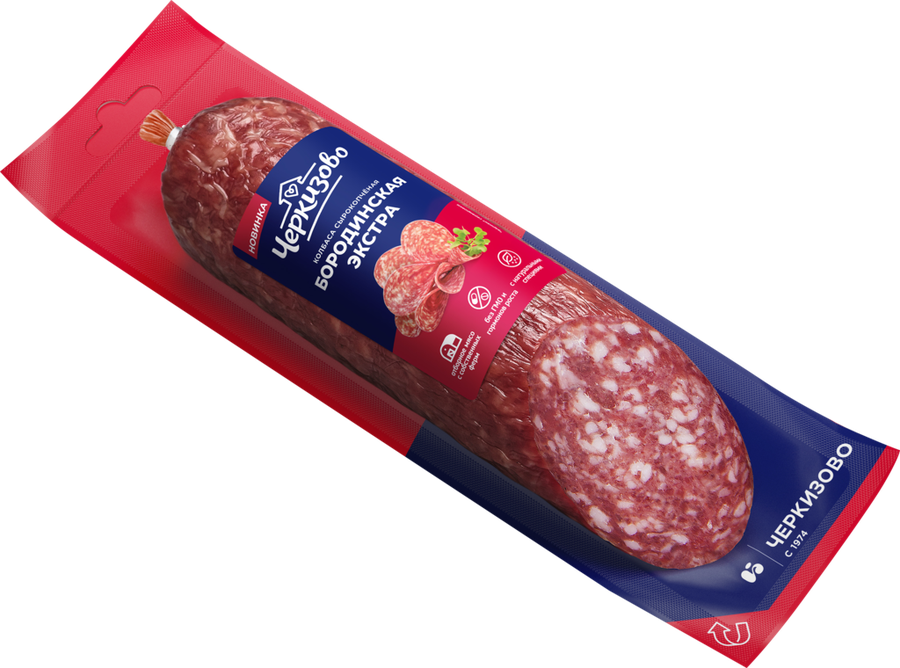 Колбаса сырокопченая ЧЕРКИЗОВО Бородинская Экстра со срезом, 200г, превью