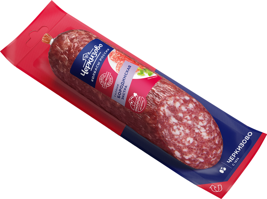 Колбаса сырокопченая ЧЕРКИЗОВО Бородинская Экстра со срезом, 200г, превью